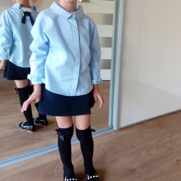 Zara girls blue blouse with back bow - Picture 12 of 16